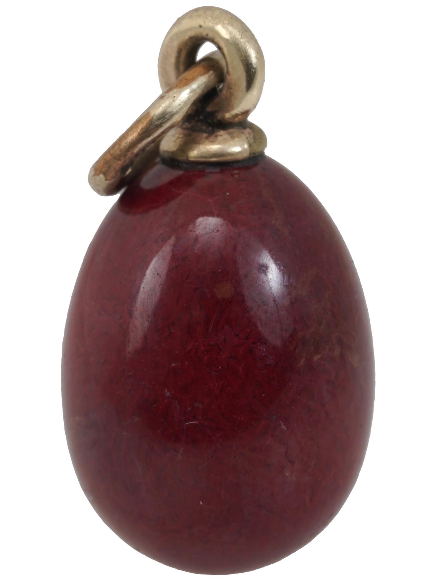 RUSSIAN GOLD JASPER EGG PENDANT WITH DIAMOND PIC-1